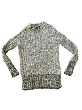 Rag & Bone Gray Black Knit Sweater XS Chunky Textured Pullover Long Sleeve Tunic